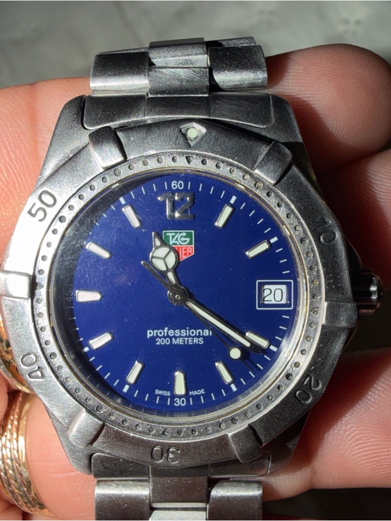 Tag Heuer Mens Stainless Steel Watch With Blue Dial And Silver Bracelet